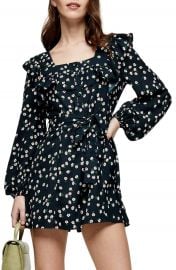 Topshop Daisy Print Ruffle Long Sleeve Playsuit   Nordstrom at Nordstrom