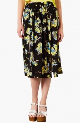 Topshop Dark Floral Midi Skirt at Nordstrom