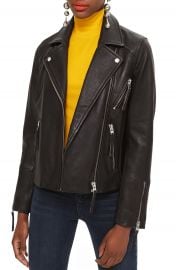 Topshop Dolly Leather Biker Jacket  Regular  amp  Petite    Nordstrom at Nordstrom