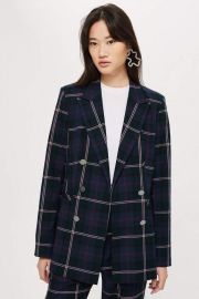 Topshop Double Breasted Check Blazer at ASOS