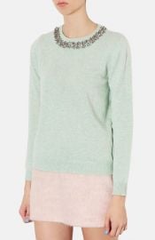 Topshop Embellished Neckline Sweater at Nordstrom