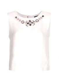 Topshop Embellished Shell in White at Nordstrom