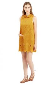 Topshop Floral Cutwork Shift Dress in Mustard at Nordstrom