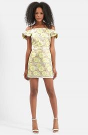 Topshop Floral Frill Bardot Dress at Nordstrom