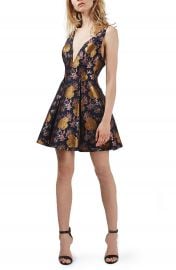 Topshop Floral Jacquard Plunge Minidress at Nordstrom