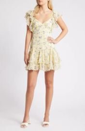 Topshop Floral Ruffle Mini Sundress in Yellow Multi at Nordstrom