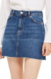 Topshop Frayed Hem Denim Miniskirt at Nordstrom