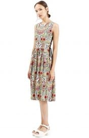 Topshop Garden Lace-Up Midi Dress in Cream Multi at Nordstrom