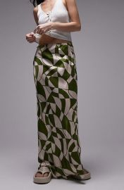 Topshop Geo Print Bias Cut Satin Maxi Skirt at Nordstrom