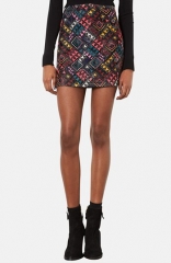 Topshop Geo Print Quilted Miniskirt at Nordstrom