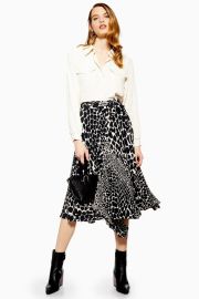 Topshop Giraffe Spot Pleated Midi Skirt at ASOS