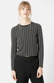 Topshop Hexagon Print Long Sleeve Top at Nordstrom