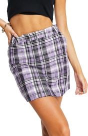 Topshop High Waist Plaid Miniskirt in Lilac  at Nordstrom