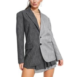 Topshop Jackets amp Coats Nwt Topshop Charcoal Light Grey Half And Half Two Tone Relaxed Blazer Jacket Poshmark at Poshmark