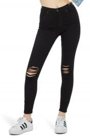 Topshop Jamie High Waist Ripped Black Jeans  Regular  amp  Petite    Nordstrom at Nordstrom