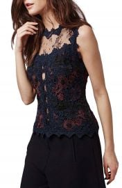 Topshop Lace Overlay Illusion Shell at Nordstrom