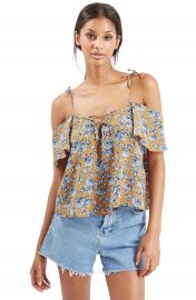 Topshop Lace-Up Front Bardot Top at Nordstrom