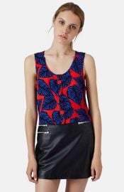 Topshop Leaf Print Crop Tank at Nordstrom