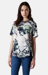 Topshop Leaf Print HighLow Tee at Nordstrom