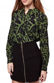 Topshop Leopard Print Button Front Shirt at Nordstrom