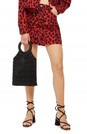 Topshop Leopard Print Denim Skirt at Nordstrom