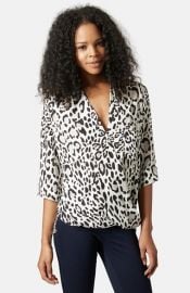 Topshop Leopard Print Surplice Top at Nordstrom