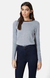 Topshop Long Sleeve Houndstooth Top at Nordstrom