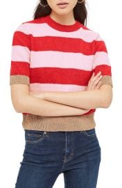 Topshop Metallic Stripe Crop Sweater at Nordstrom