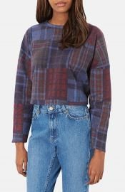 Topshop Mixed Plaid Crop Sweater at Nordstrom