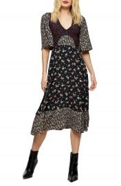 Topshop Mixed Print Midi Dress   Nordstrom at Nordstrom