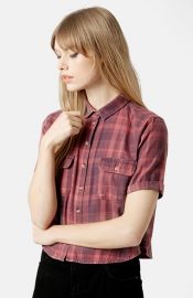 Topshop Moto Plaid Crop Shirt at Nordstrom