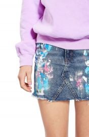 Topshop Moto Splatter Paint Denim Miniskirt at Nordstrom