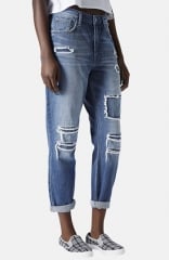 Topshop Moto and39Haydenand39 Patchwork Boyfriend Jeans at Nordstrom