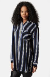 Topshop Oversize Stripe Shirt at Nordstrom