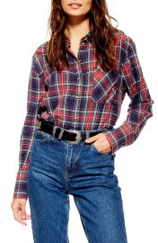 Topshop Pacey Washed Check Plaid Shirt   Nordstrom at Nordstrom