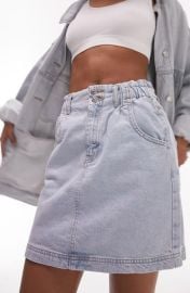 Topshop Paperbag Denim Miniskirt at Nordstrom