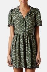 Topshop Piped Tile Print Shirtdress at Nordstrom