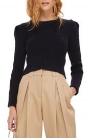 Topshop Puff Sleeve Ribbed Sweater at Nordstrom