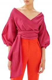 Topshop Puff Sleeve Wrap Top at Nordstrom