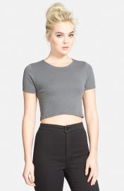 Topshop Rib Crop Tee in Grey at Nordstrom