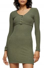 Topshop Ribbed Long Sleeve Cardigan Minidress   Nordstrom at Nordstrom