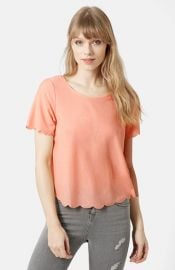 Topshop Scallop Frill Tee in Peach at Nordstrom