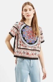 Topshop Scarf Print Short Sleeve Shirt at Nordstrom