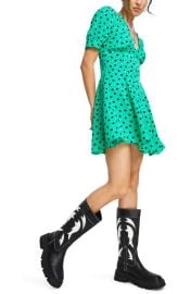 Topshop Spot Swing Tea Dress in Mid Green Size 4 Us at Nordstrom