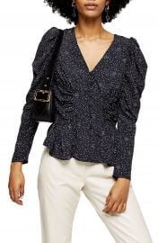 Topshop Star Print Puff Sleeve Blouse   Nordstrom at Nordstrom