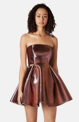 Topshop Strapless Metallic Skater Dress at Nordstrom