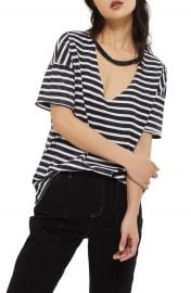 Topshop Stripe Acid Choker Tee at Nordstrom