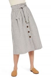 Topshop Stripe Tie Waist Midi Skirt at Nordstrom