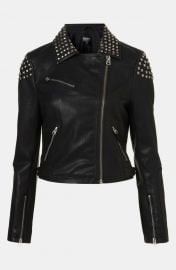 Topshop Studded Faux Leather Biker Jacket at Nordstrom