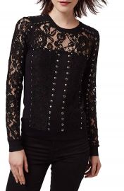 Topshop Studded Lace Top at Nordstrom